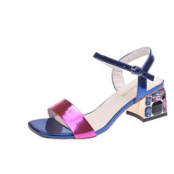 NWOT - Colour Block Rhinestone Decor Heeled sandals (US 6.5) - Picture 1 of 11